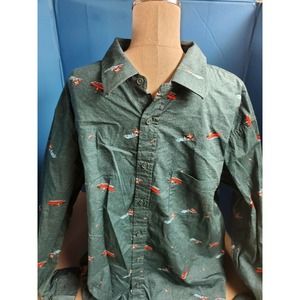 Haggar Long Sleeve Button Up Shirt Santa Clause Water Skiing Sharks Christmas XL
